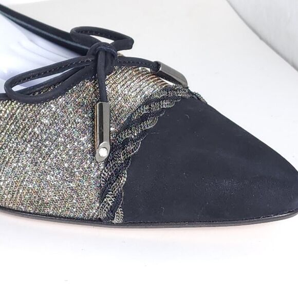 Stuart Weitzman Women's US10M Black Metallic Iridescent Glitter Ballet Flats - Picture 15 of 16